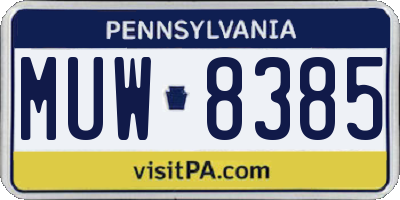 PA license plate MUW8385