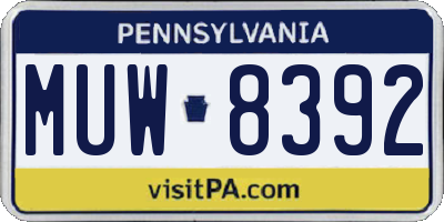 PA license plate MUW8392