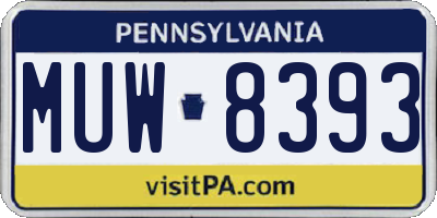 PA license plate MUW8393