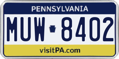 PA license plate MUW8402