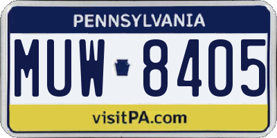 PA license plate MUW8405