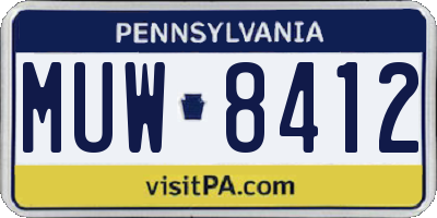 PA license plate MUW8412