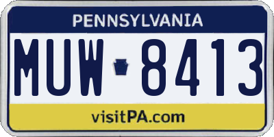 PA license plate MUW8413