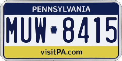 PA license plate MUW8415