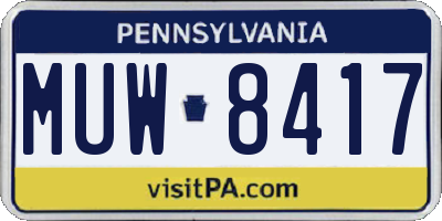 PA license plate MUW8417