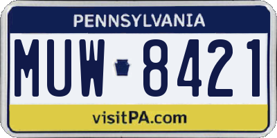 PA license plate MUW8421