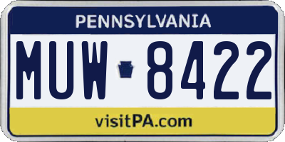 PA license plate MUW8422