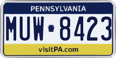 PA license plate MUW8423