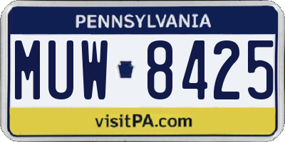 PA license plate MUW8425