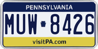 PA license plate MUW8426