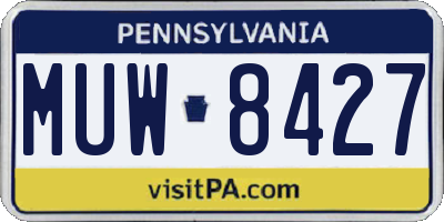 PA license plate MUW8427