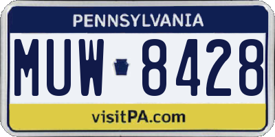 PA license plate MUW8428