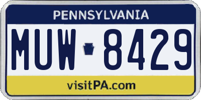 PA license plate MUW8429