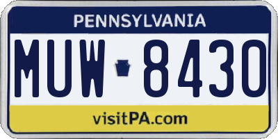 PA license plate MUW8430