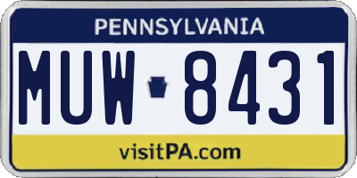 PA license plate MUW8431