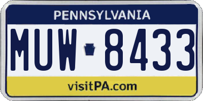 PA license plate MUW8433