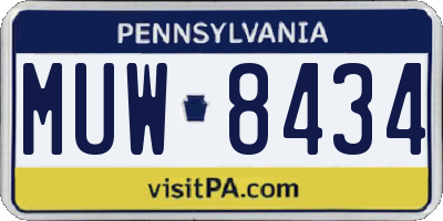 PA license plate MUW8434