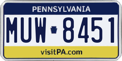 PA license plate MUW8451