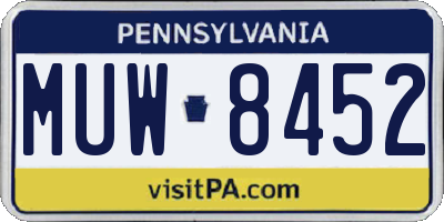 PA license plate MUW8452