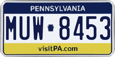 PA license plate MUW8453