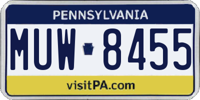 PA license plate MUW8455