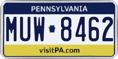 PA license plate MUW8462