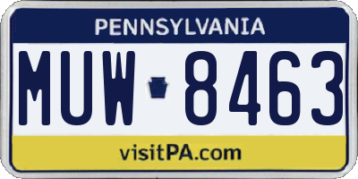 PA license plate MUW8463