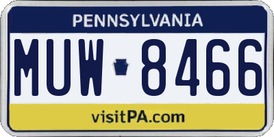 PA license plate MUW8466
