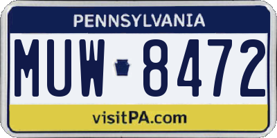 PA license plate MUW8472