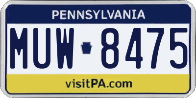 PA license plate MUW8475
