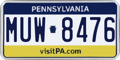 PA license plate MUW8476