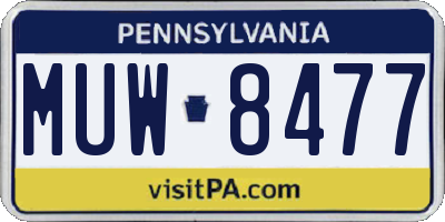PA license plate MUW8477