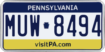 PA license plate MUW8494