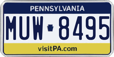 PA license plate MUW8495