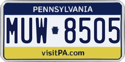 PA license plate MUW8505