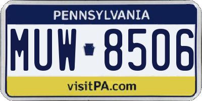 PA license plate MUW8506