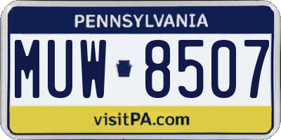 PA license plate MUW8507