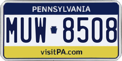 PA license plate MUW8508