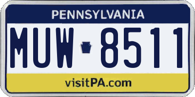 PA license plate MUW8511