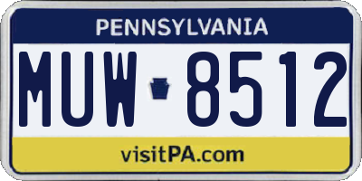 PA license plate MUW8512