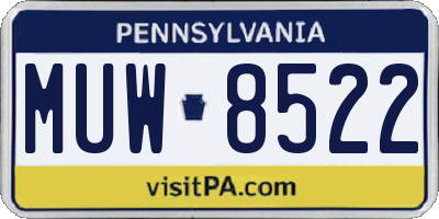 PA license plate MUW8522