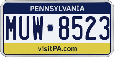 PA license plate MUW8523