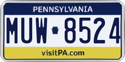 PA license plate MUW8524