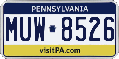 PA license plate MUW8526