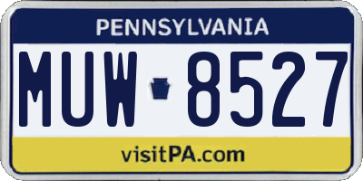 PA license plate MUW8527