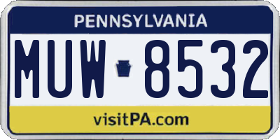 PA license plate MUW8532