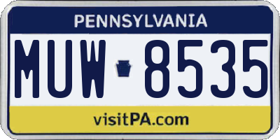 PA license plate MUW8535