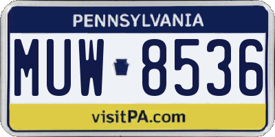 PA license plate MUW8536