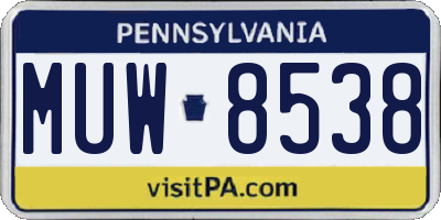 PA license plate MUW8538