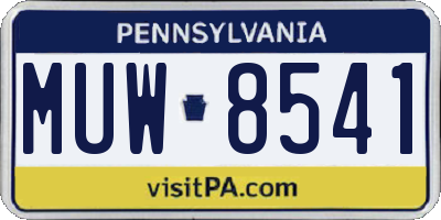 PA license plate MUW8541